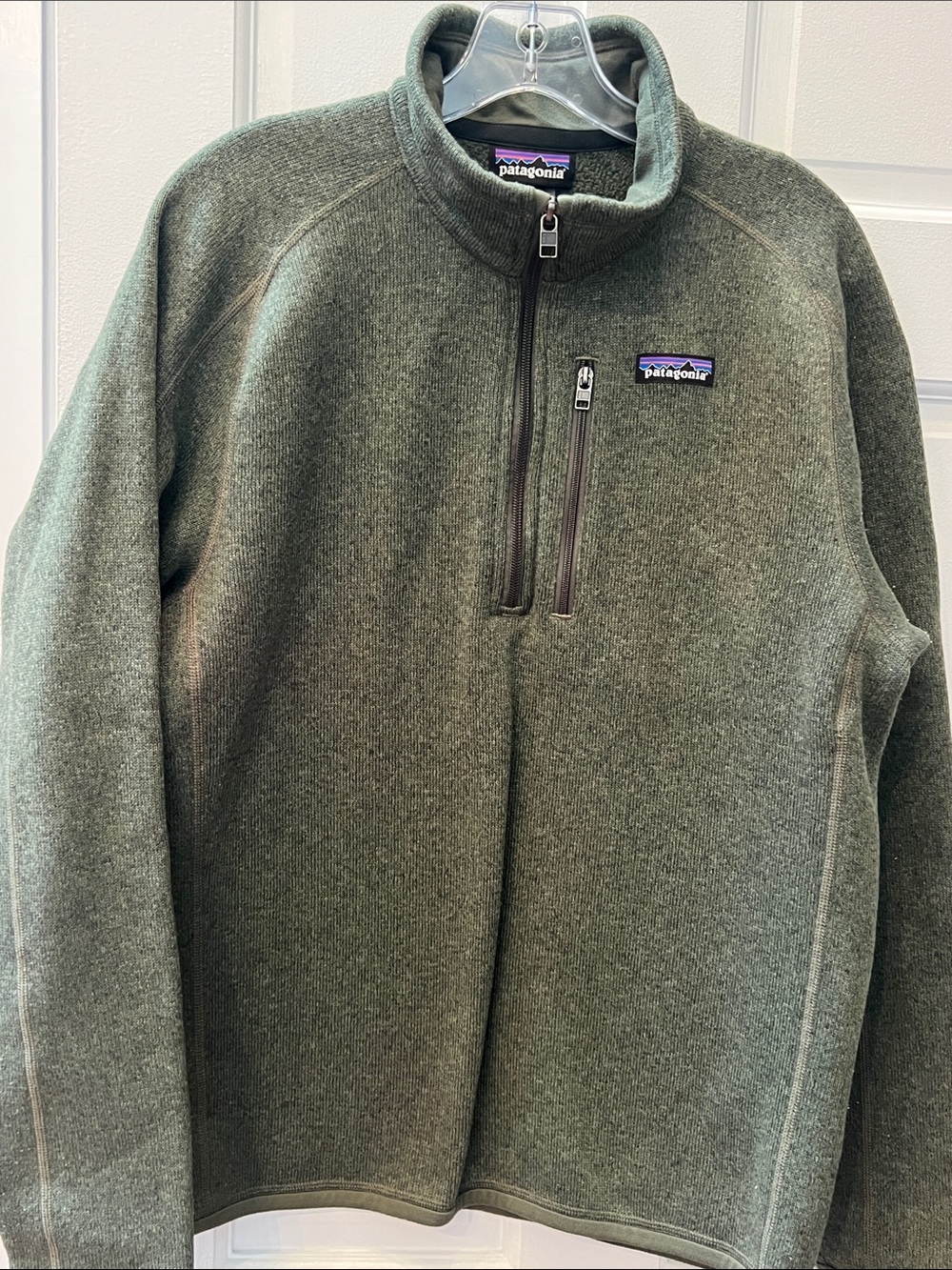Patagonia Men's Olive Zip-Neck Sweater